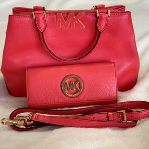 Michael Kors Sutton Satchel in Watermelon & Wallet